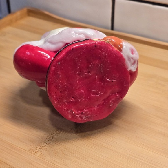 Vintage Winking Santa Clause Red White Christmas Novelty Wax Candle 7.5" - Picture 5 of 5